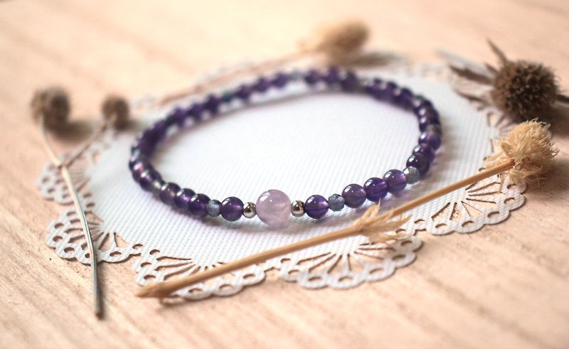 Amethyst Bracelet | Paired with Lavender Amethyst | Iolite | Purple Trio - Bracelets - Crystal Purple