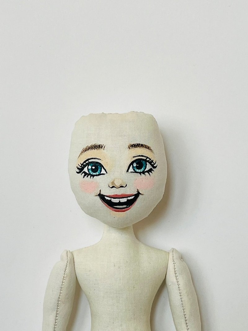Blank doll body with painted face 10.43 inches ( 26.5cm) , doll body, cloth doll - 嬰幼兒玩具/毛公仔 - 棉．麻 白色