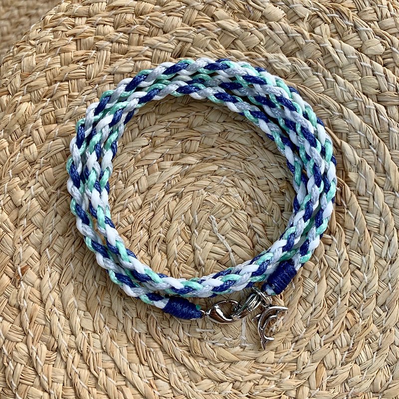 Customized woven surf bracelet necklace mask lanyard - สร้อยข้อมือ - ไฟเบอร์อื่นๆ สีน้ำเงิน