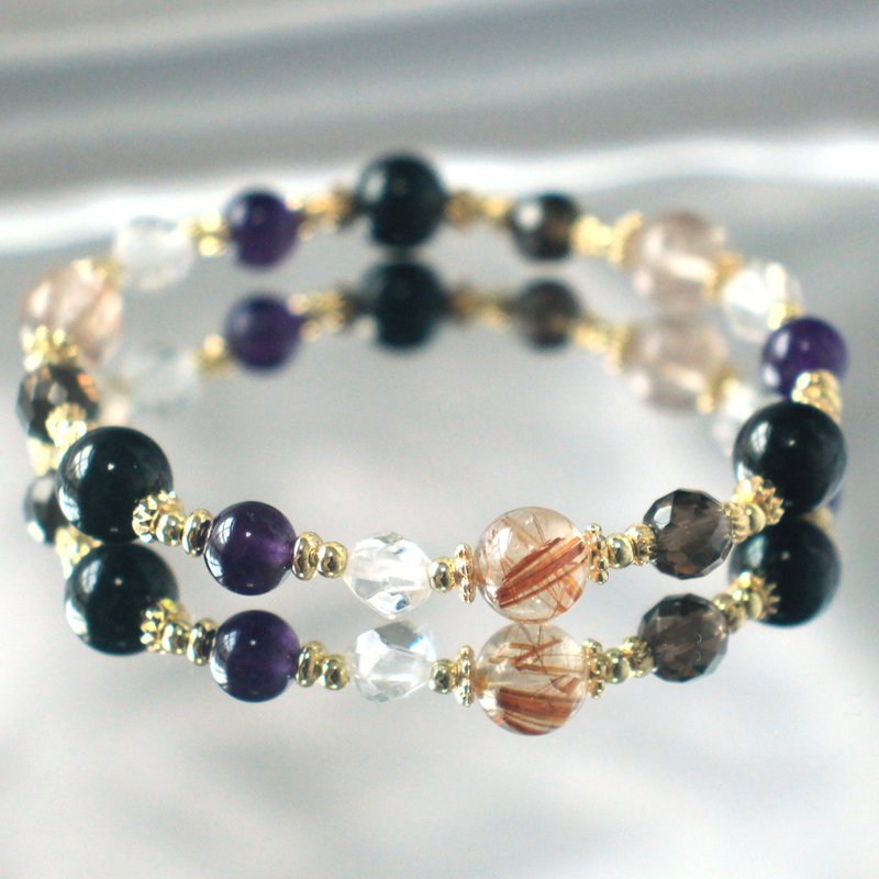 Black Tourmaline | Citrine | White Quartz | Amethyst | Red Hair Quartz | Avoid Evil | Eliminate Negative Energy | Crystal Bracelet - Bracelets - Crystal Multicolor