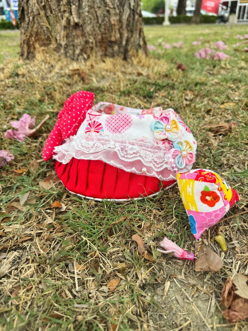UMI Clothes 端午限定手工領巾 粽粽我最萌 - 寵物衣服 - 棉．麻 紅色