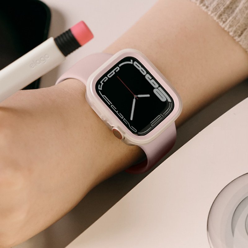 Apple Watch 40/41mm Duo玩色TPU保護錶框 S9/8/7/6/5/4/SE - 錶帶 - 塑膠 粉紅色