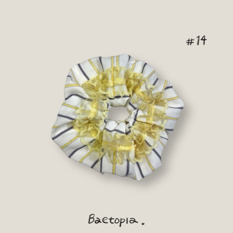 Baetopia | 浮花空氣感系列 • 陽光普照蕾絲手作髮圈 - 髮夾/髮圈 - 棉．麻 黃色