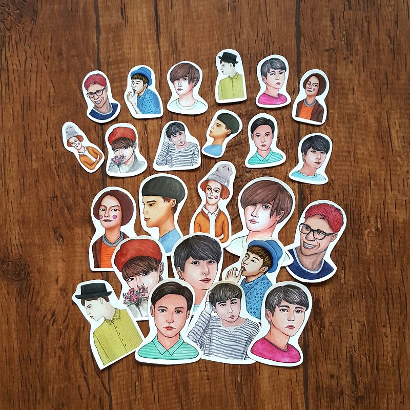 Half-length boy sticker set 24 pieces - Stickers - Paper Multicolor