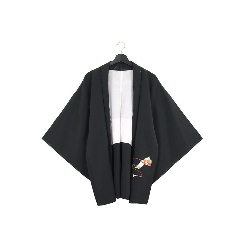 バックグリーンへ::日本の着物の羽は男性と女性の両方の手描きの背面部分を織り// //ヴィンテージ着物（KI-158）刺繍の摩耗 - ジャケット - シルク・絹 