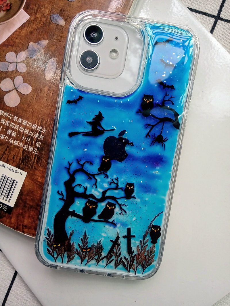 手作押花手機保護殼 | iPhone 13 Pro適用 | 萬聖節 - 手機殼/手機套 - 塑膠 藍色