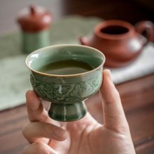 龍泉窯 青磁 龍 茶碗 盃 中国美術 茶道具 龍泉窯 青磁 龍 茶碗 盃 中国