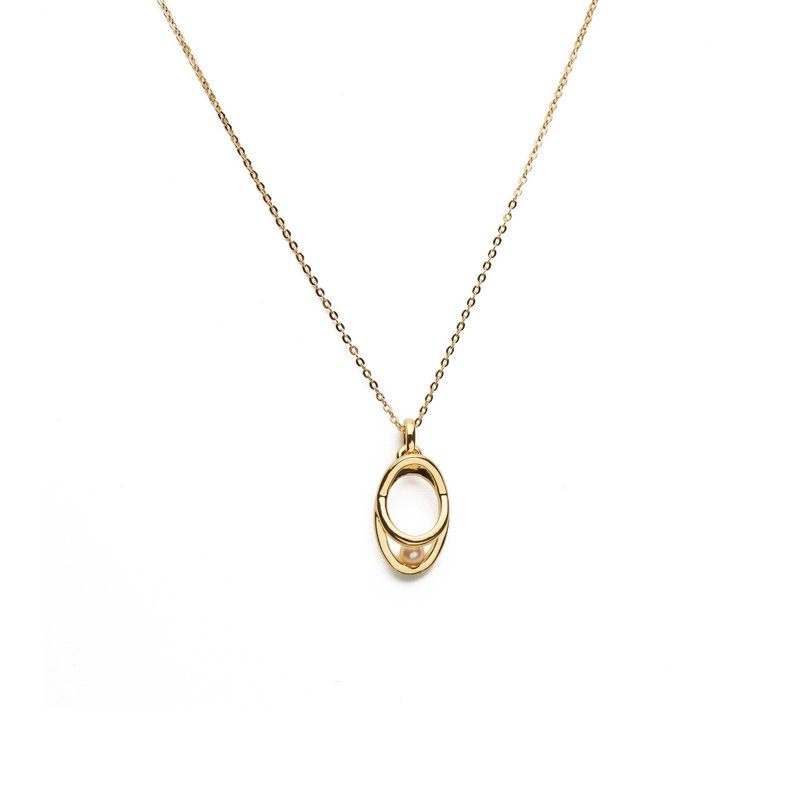 衛星項鍊 925銀厚鍍18K金 Europa Pearl Necklace - 項鍊 - 珍珠 金色
