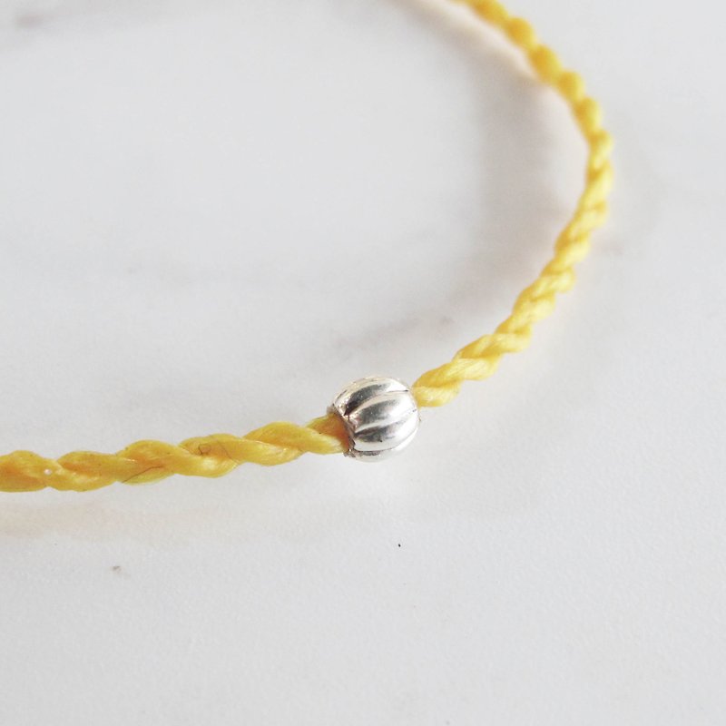 囡仔仔[Handmade] small silver beads × wax rope bracelet yellow yellow redline - Bracelets - Polyester Multicolor