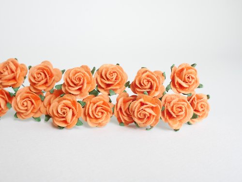 makemefrompaper Paper Flower, 50 pcs., DIY handmade mulberry rose size 2.0 cm., orange color.
