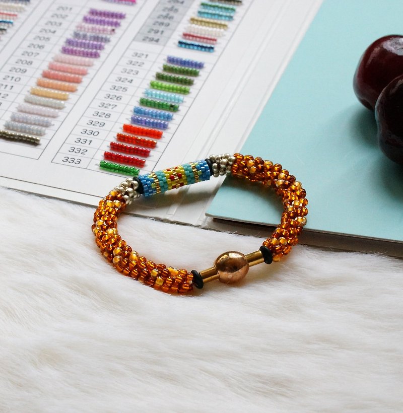Handbraided Kumihimo Seed Beads Bracelet - สร้อยข้อมือ - แก้ว หลากหลายสี