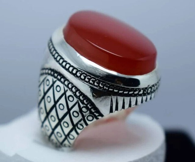 Beautiful Deep White Yemeni Aqeeq Ring Mens Agate Rings Handmade Ring Sterling Silver Aqiq Ring Real Gemstone Ring Shia offers Natural Akik Rings