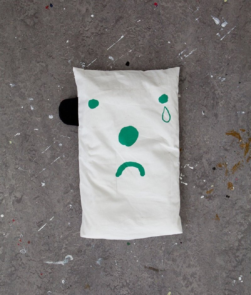 Expression Pillow Case (Green) – Happy/Sad pillow case (Green) - Pillows & Cushions - Cotton & Hemp White