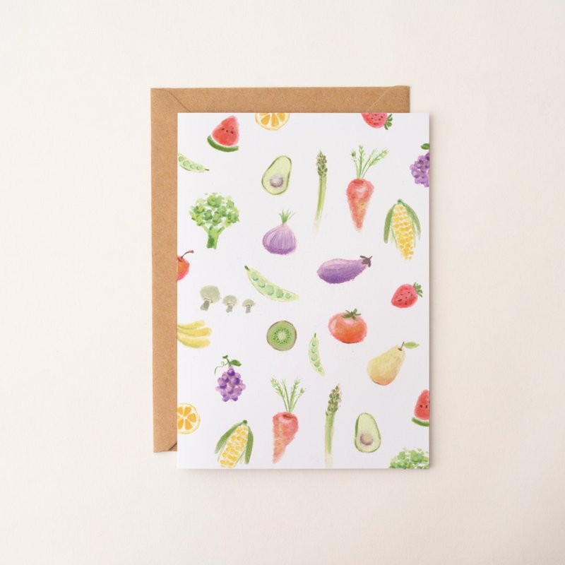 水彩蔬果手繪卡片 萬用卡 生日卡片 感謝卡 藝術卡 彩色賀卡 可愛 - 心意卡/卡片 - 紙 多色