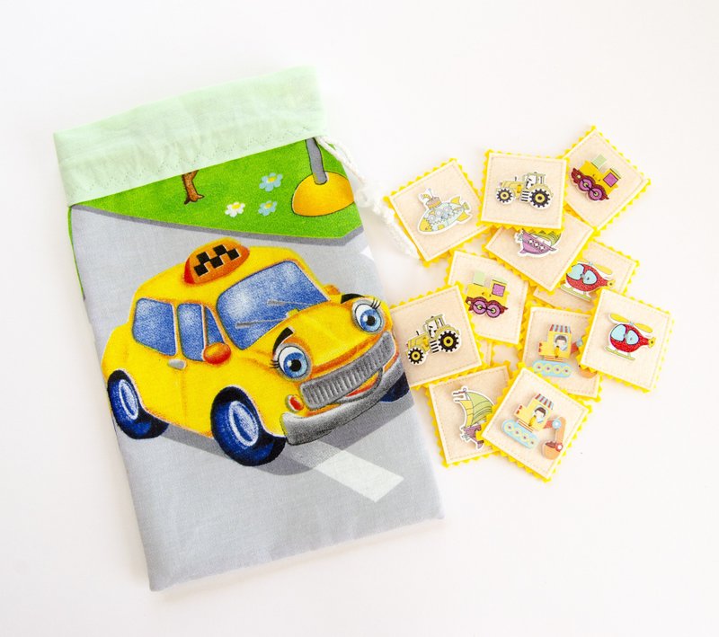 Transport memory game from felt - Kids' Toys - Eco-Friendly Materials Yellow