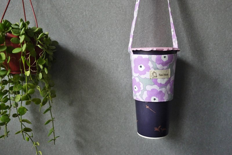 環保禮物 首選飲料提袋 罌粟花(丁香紫) - 杯袋/飲料提袋 - 棉．麻 紫色