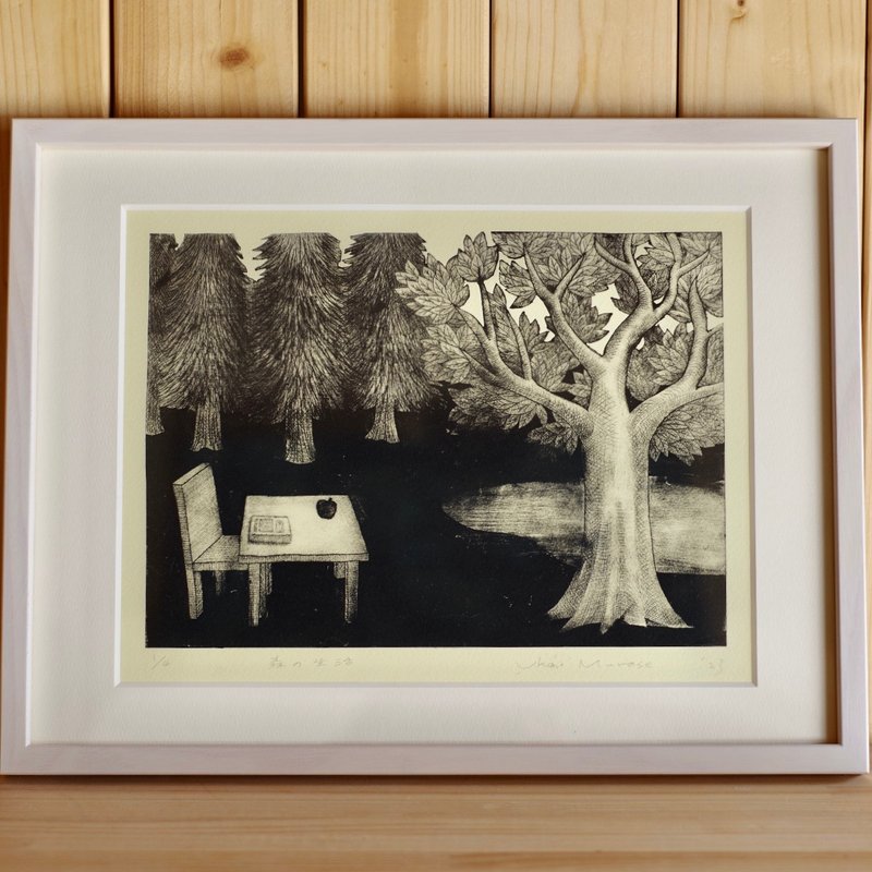 Life in the woods  original etching limited edition - กรอบรูป - ผ้าฝ้าย/ผ้าลินิน สีน้ำเงิน