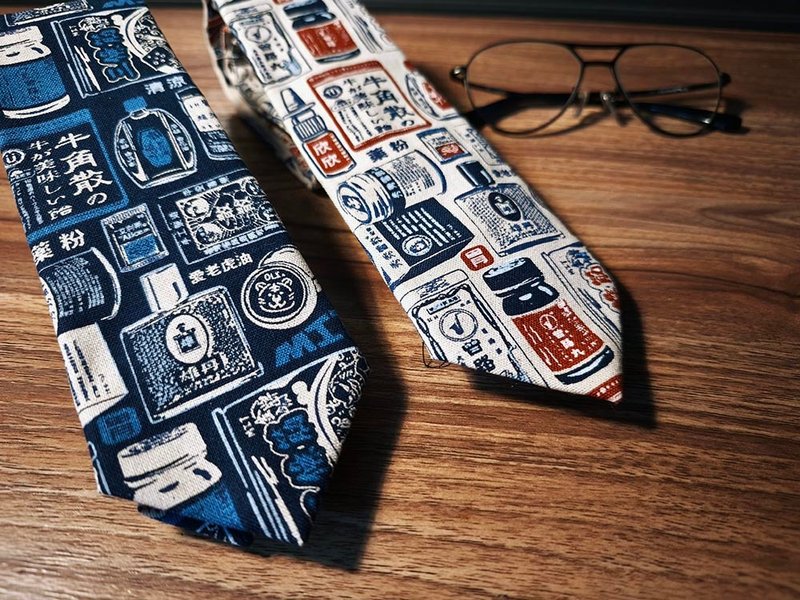 和風ラベル レトロネクタイ Neckties - 時計ベルト・時計バンド - コットン・麻 多色