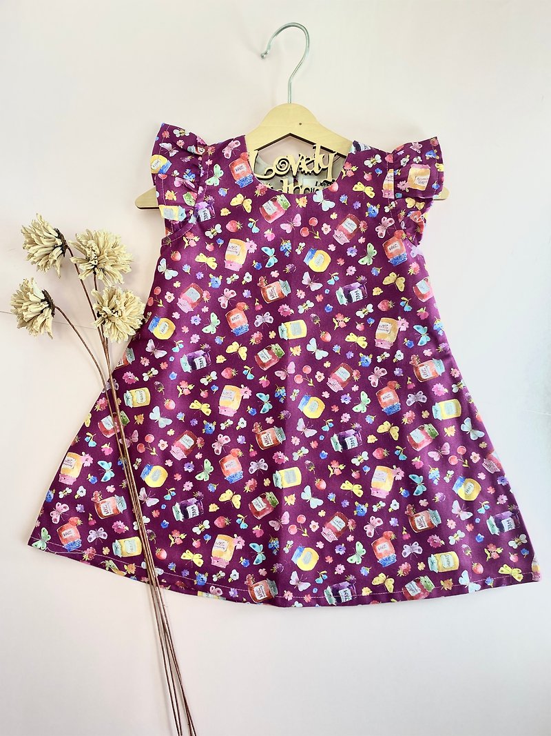 Cranberry Jam Ruffle Sleeves Dress - Skirts - Cotton & Hemp Purple