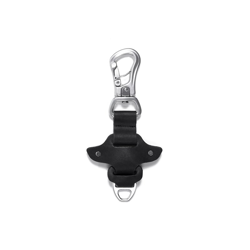 oqLiq - Aura Protection - spine key ring (black) - Keychains - Genuine Leather Black