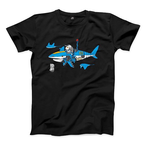 ViewFinder Fish Jam 鯊魚警車 - 黑 - 中性版T恤