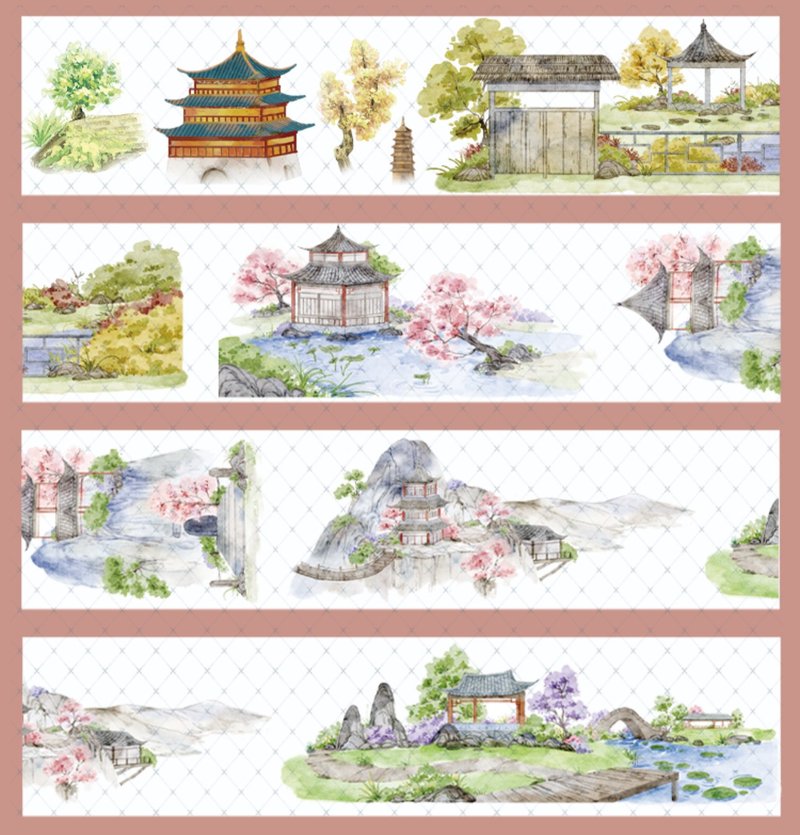 蒼辰南閣 PET 紙膠帶 - 紙膠帶/和紙/PET - 其他材質 多色