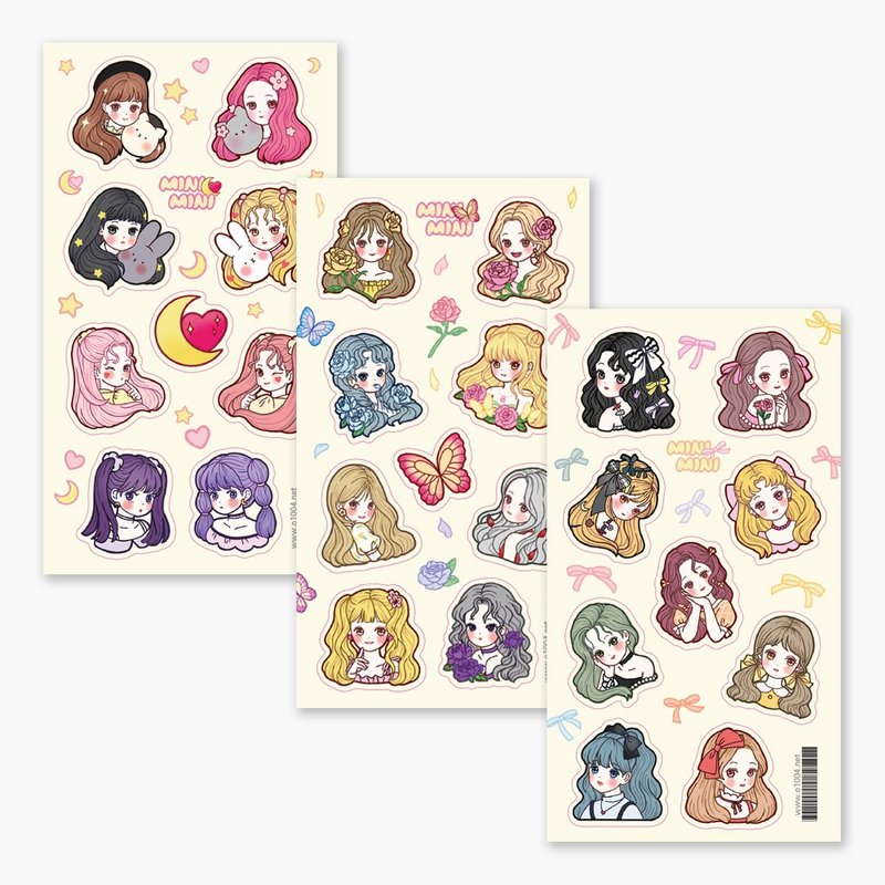 minimini cut sticker(3 Design) - 貼紙 - 紙 