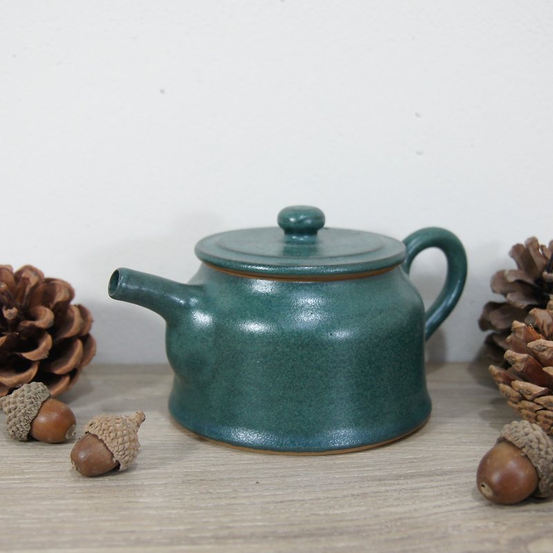 Chrome green teapot (cherished goods) - capacity about 170ml - ถ้วย - ดินเผา สีเขียว