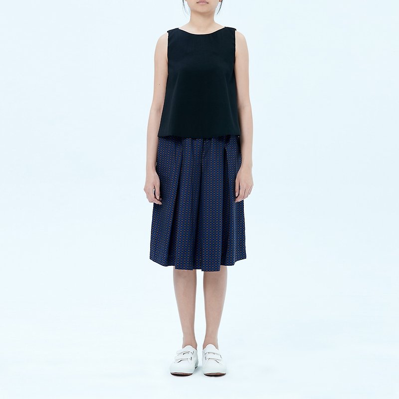 Plaid Midi Skirt - Skirts - Cotton & Hemp Blue