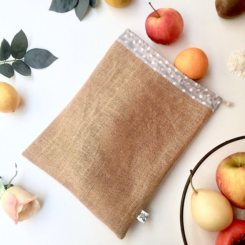 Natural produce bag. Eco bag. Grocery bag. Shopping bag. Organic - Drawstring Bags - Cotton & Hemp Khaki