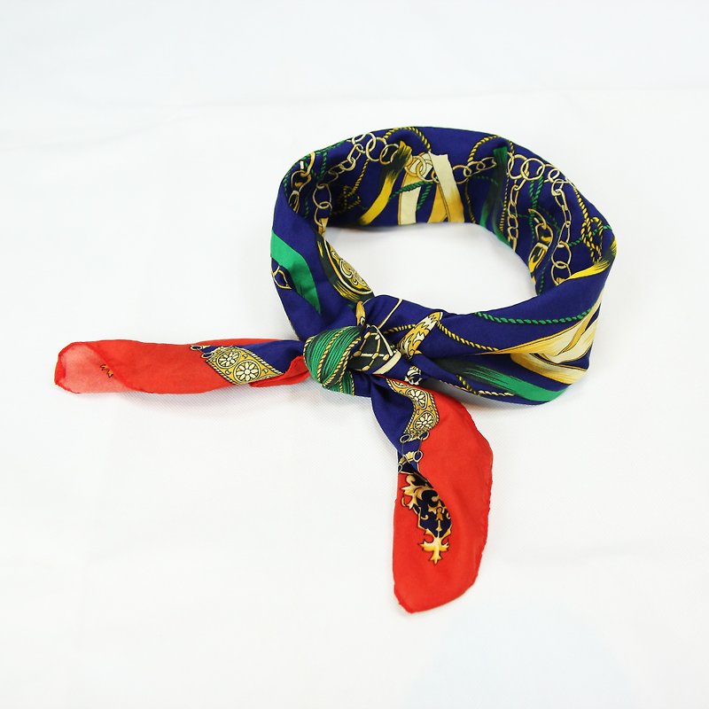Tsubasa.Yヴィンテージ家011ゴールドの花花火、絹のスカーフ - スカーフ - シルク・絹 