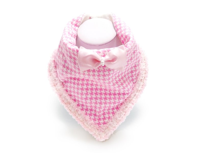 Fashion small fragrance mouth towel - pink houndstooth small fragrance lace - ผ้ากันเปื้อน - ผ้าฝ้าย/ผ้าลินิน 