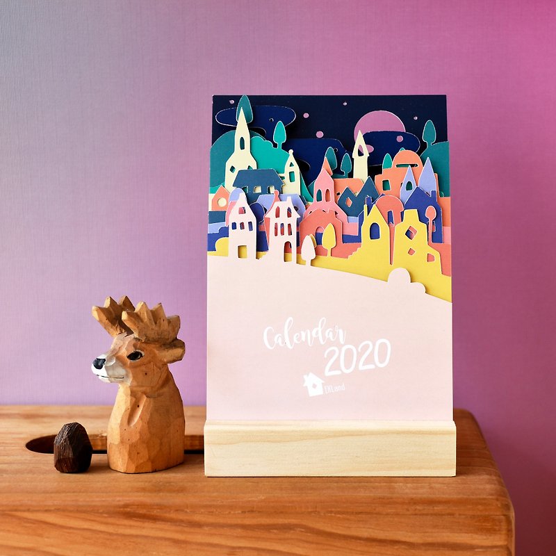 2020色ヨーロッパの小さな村のテーブルカレンダー//はがきサイズ - カレンダー - 紙 多色