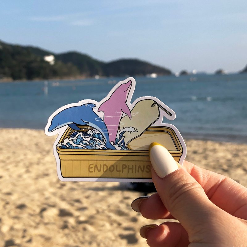 海豚安多酚罐頭貼紙 - 貼紙 - 紙 