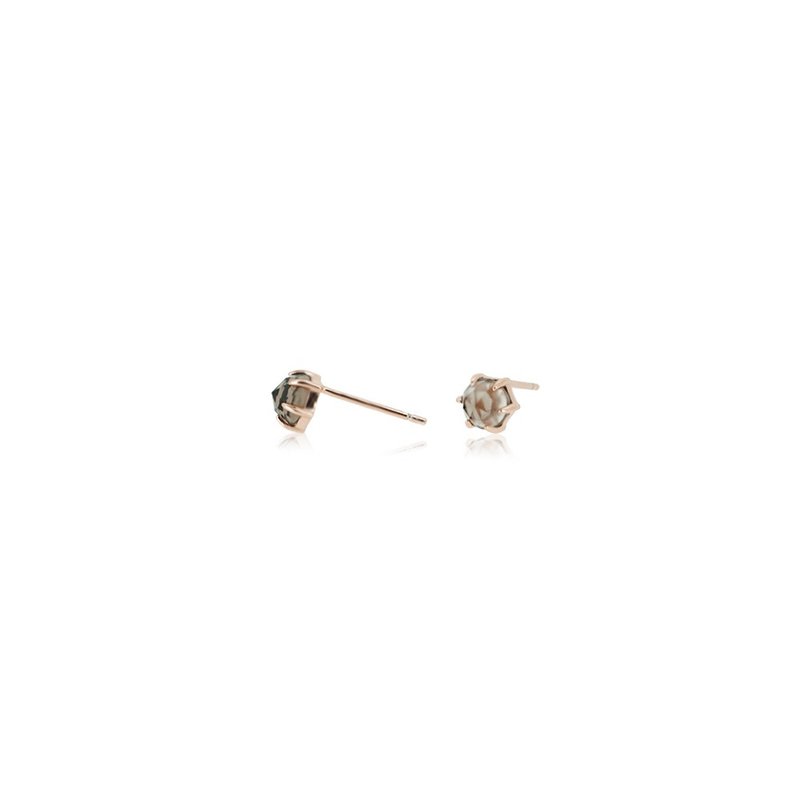 ROSE CUT SMOKY QUARTZ EARRINGS ( SILVER/ ROSE GOLD ) - Earrings & Clip-ons - Sterling Silver Brown