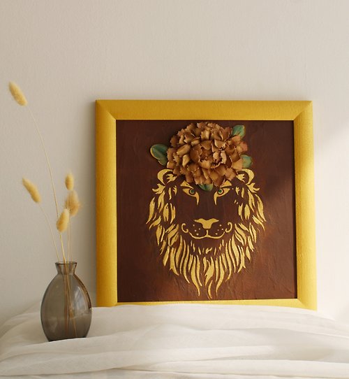 YulArtStudio Lion painting, animal wall art, original home decor, animal lover gift