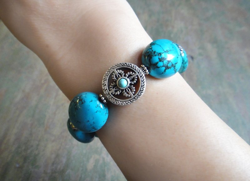 Defender Bracelet - Natural Turquoise/ Stone - Bracelets - Gemstone Silver