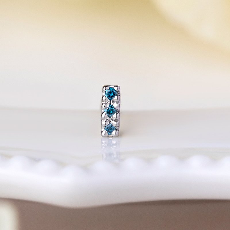 【Solo Earring】 【Second Earrings】 鉑金藍鑽單邊耳環 - 耳環/耳夾/耳骨夾 - 貴金屬 