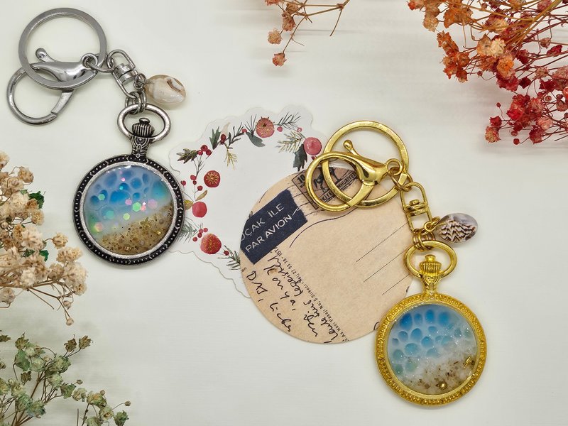 Original pendant Tide Touch Tranquility Wave Ocean Wind Winter New Product Handmade Keychain Gift - ที่ห้อยกุญแจ - เรซิน สีน้ำเงิน