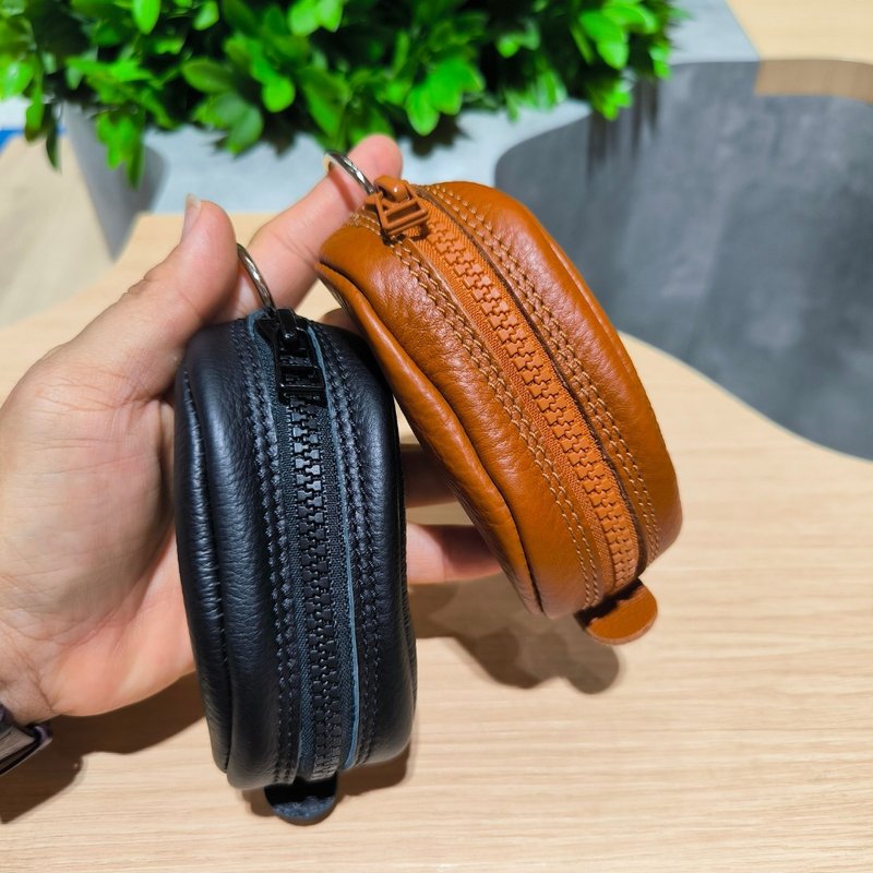 Genuine leather Coin pocket - Caramel color - 零錢包/小錢包 - 真皮 咖啡色