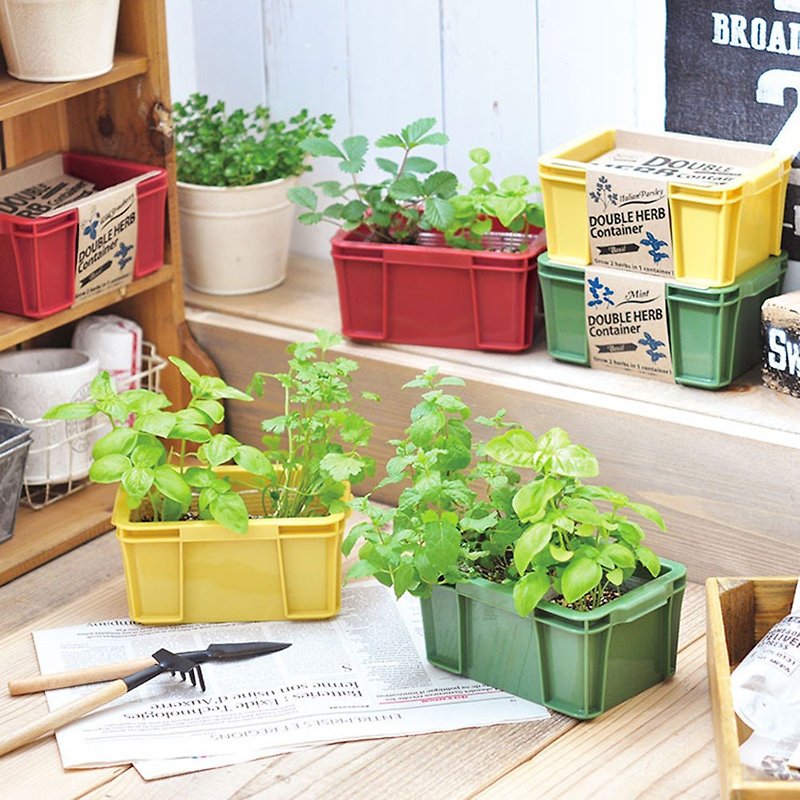 【Refurbished Sale】Double Herb American Grocery Planter / Plastic Box (Two Types) - Plants - Plastic Yellow