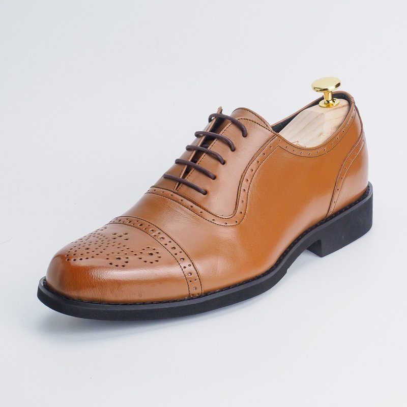 Ultra-lightweight and comfortable cross-decorated carved Oxford shoes∣sd02n honey brown - Men's Oxford Shoes - Genuine Leather Brown