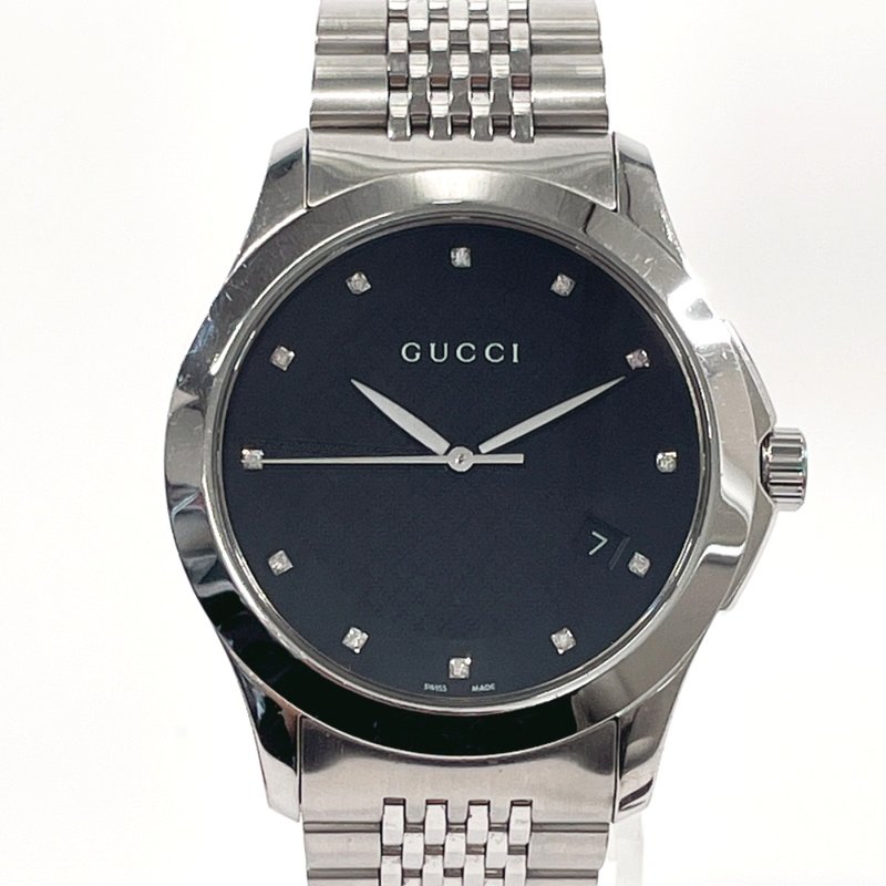 【日本直送 二手美品】GUCCI 手錶 126.4 G-Timeless 12顆鑽石 不鏽鋼 銀色 石英 - 女錶 - 不鏽鋼 銀色