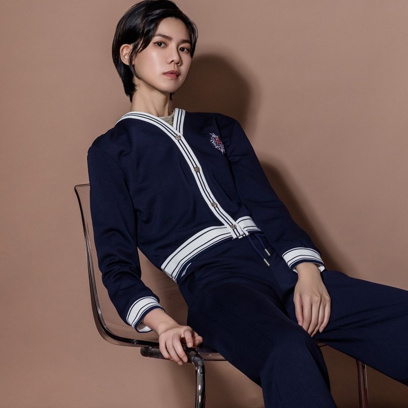 【MEDUSA】英倫學院風開襟外套(M-XL) | 女外套 女罩衫 小外套 - 女裝外套/大衣 - 其他人造纖維 藍色