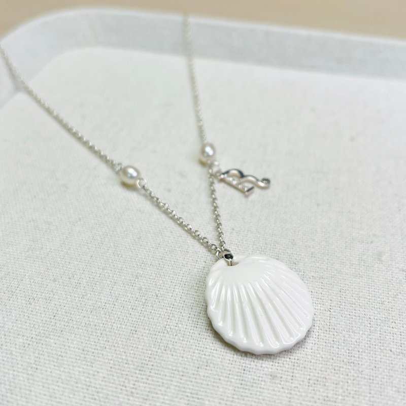 Pure Silver White 純銀白系列  白瓷項鍊  Rfan Shell - 項鍊 - 瓷 