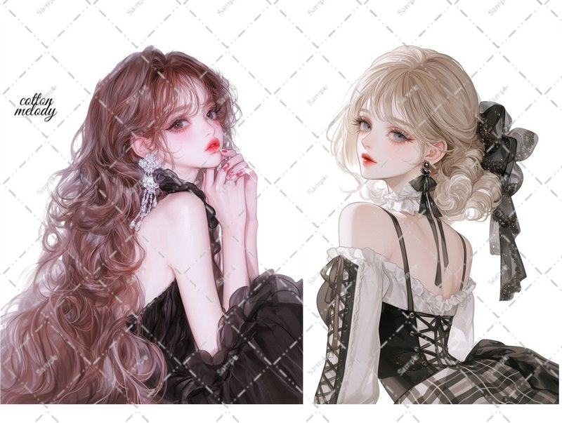 original sticker no.6350 人物ステッカー オリジナルステッカー 人物ステッカー 女の子ステッカー オリジナル人物ステッカー - 貼紙 - 紙 