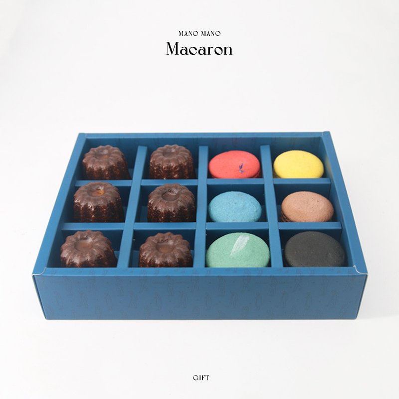 MANO MANO 雙饗禮盒 馬卡龍6入+可麗露6入 - 蛋糕/甜點 - 其他材質 多色