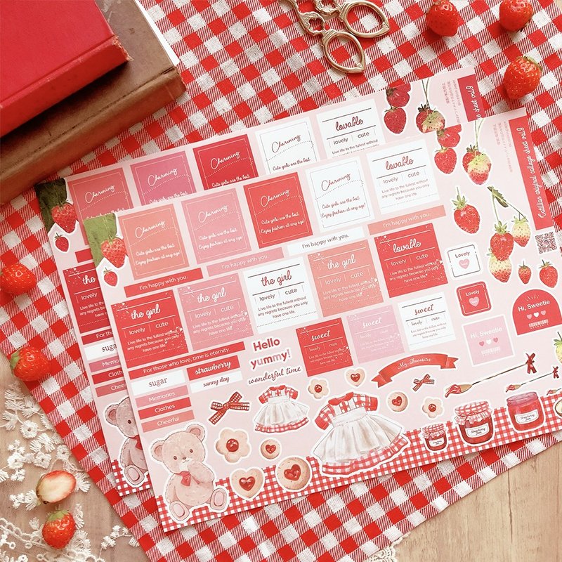 strawberry time collage sheet - Storage & Gift Boxes - Paper Red