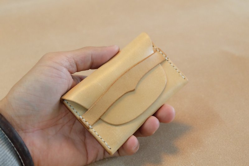 Hand-stitched leather business card holder/card holder - ที่เก็บนามบัตร - หนังแท้ สีดำ