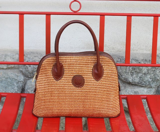 Red & Gold Rattan Woven Handbag